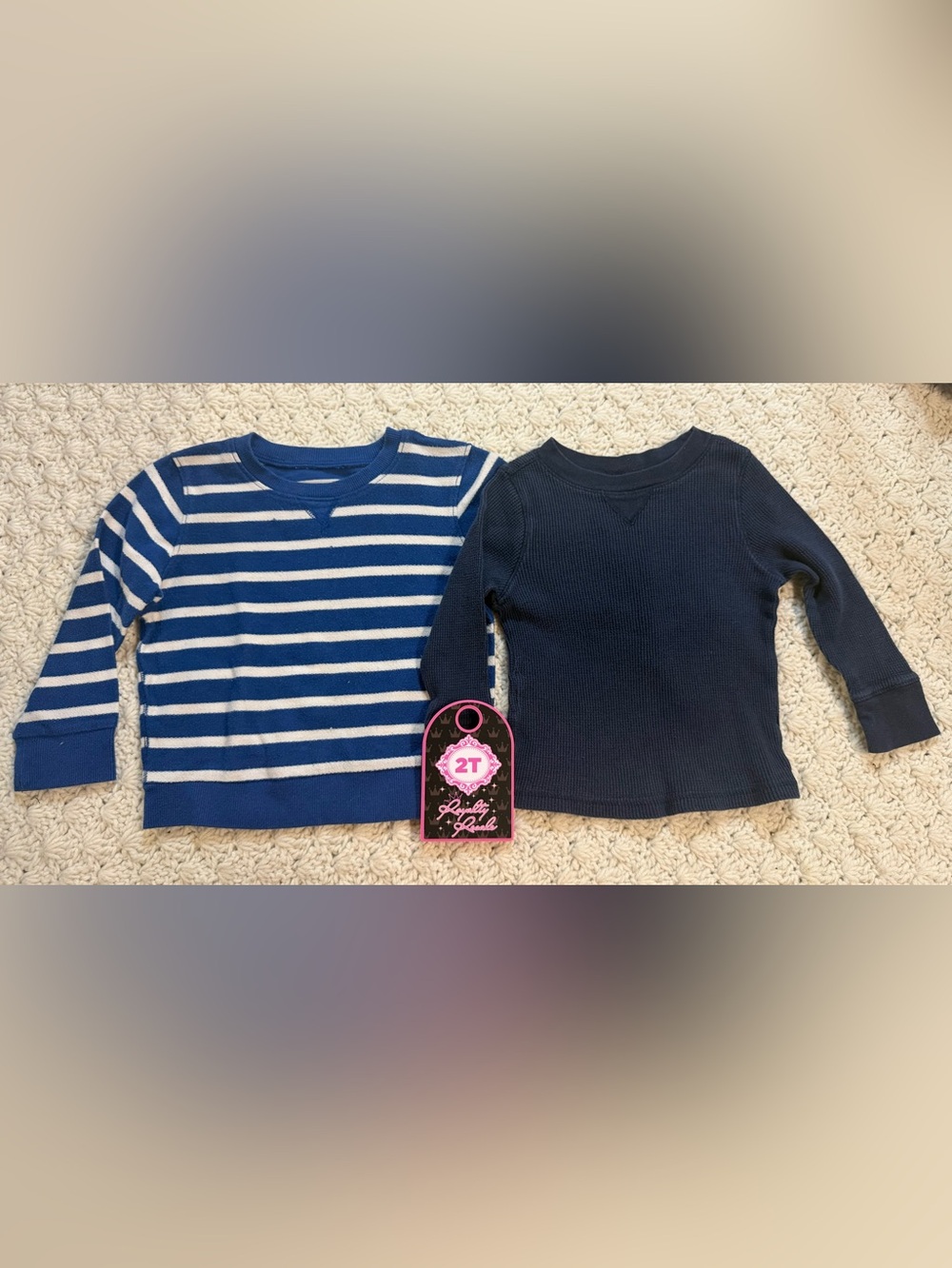 Old Navy 2T Navy Striped & Solid Long-Sleeve Tops
